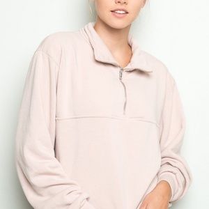 Brandy Melville Isabella Quarter Zip in Pink